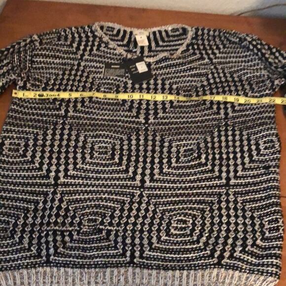 Anthropologie Escio Metallic Slouchy Sweater Woman Size Medium Geometric - Picture 6 of 7